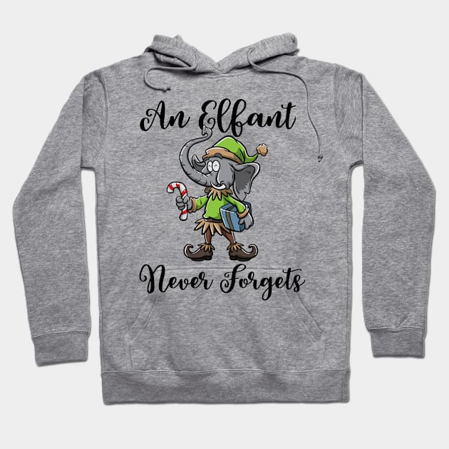 Christmas Elephant Funny Elf Costume An Elfant Never Forgets Hoodie by TellingTales